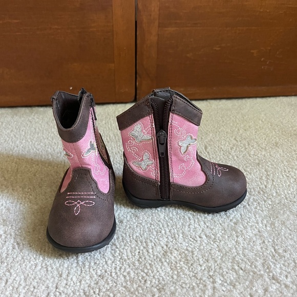 Wonder Nation Pink and Brown Butterfly Kids Boots - Picture 2 of 7